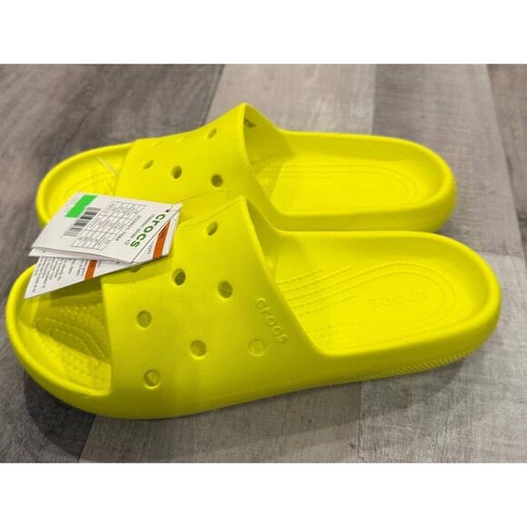 NWT Crocs Classic Slide Sandals Sz M7/W9 Yellow Rubber Open Toe Casual Slip On - Picture 3 of 7